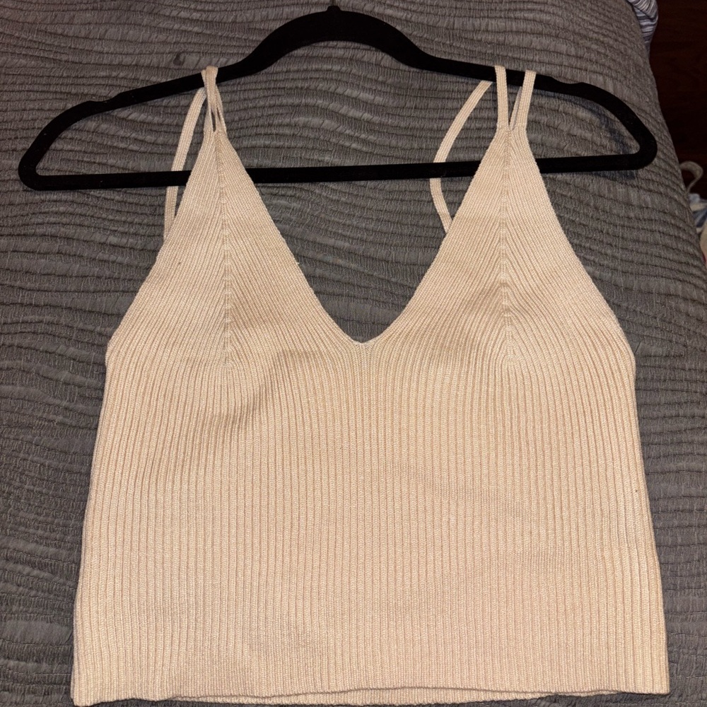 Elegant Cream Knit Women's Top